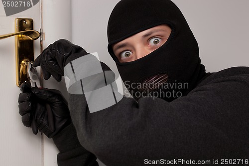 Image of Thief Burglar opening  door