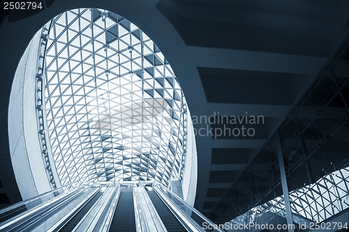 Image of Moving escalator in the business center