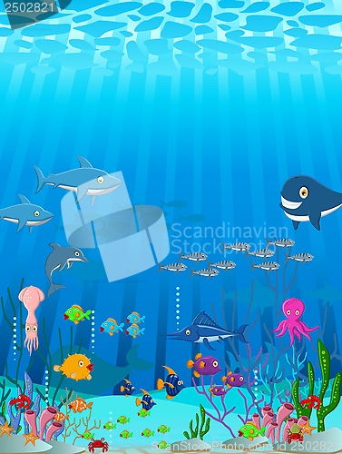Image of Sea life cartoon background