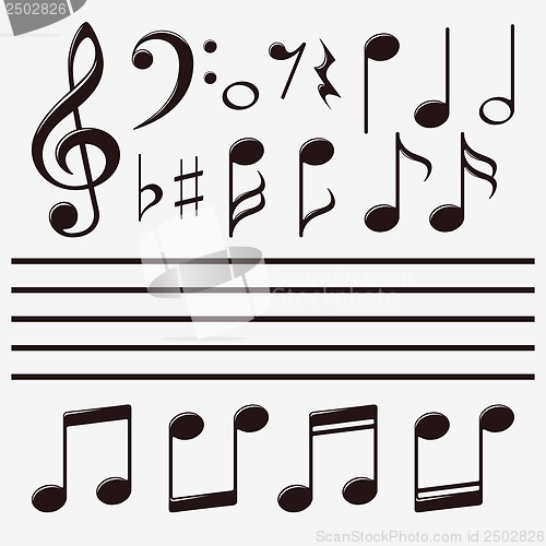 Image of Vector icons set music note