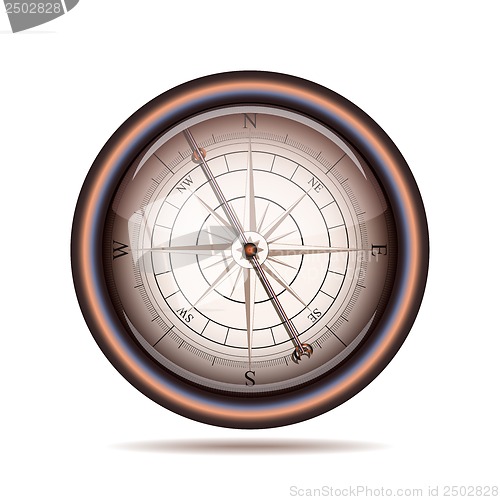 Image of Old compass on white background