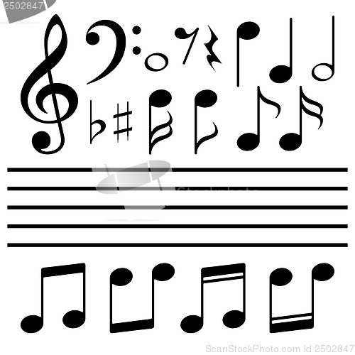 Image of Vector icons set music note