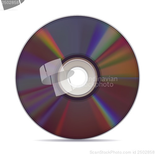 Image of Realistic compact disc on white background.