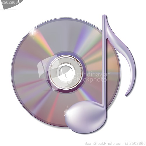 Image of Musical note and cd disk - music icon.