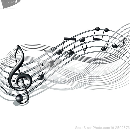 Image of Musical notes staff background on white.