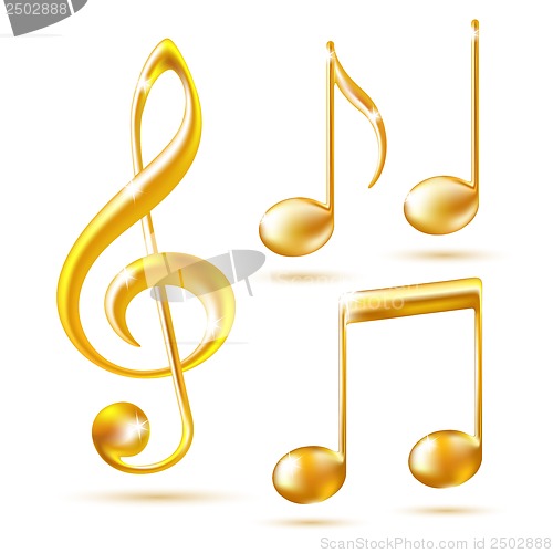 Image of Gold icons of a Treble clef and music notes.