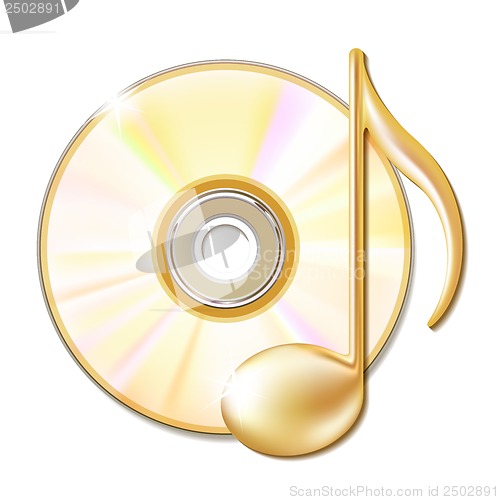 Image of Gold musical note and cd disk