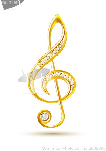 Image of Golden treble clef with diamonds