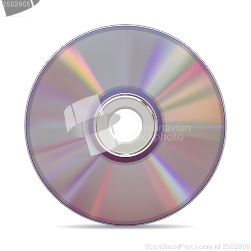 Image of Realistic compact disc on white background.