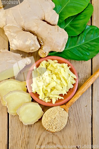 Image of Ginger grated and ground by the roots and leaves