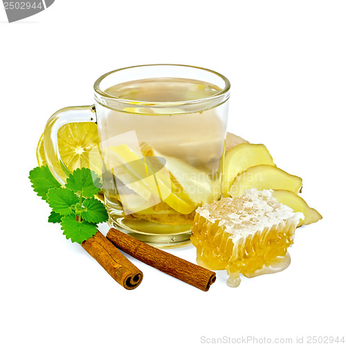 Image of Tea ginger with mint and honey in a mug