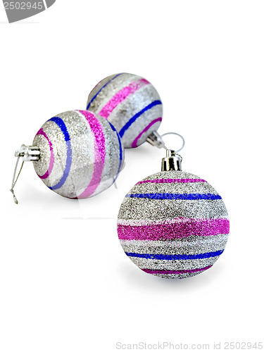 Image of Christmas balls striped silver