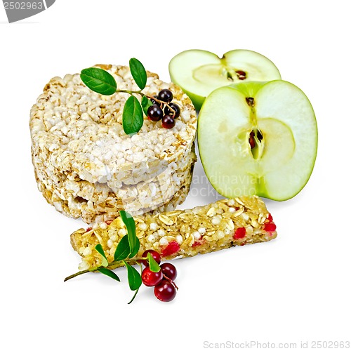Image of Granola bar and bread with lingonberries and apples