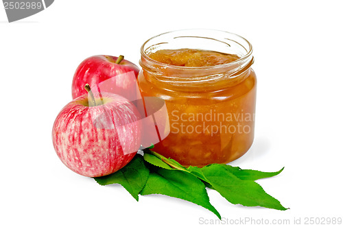 Image of Jam apple with apples and leaves