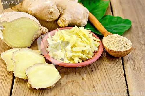 Image of Ginger grated in a bowl with the powder in the spoon