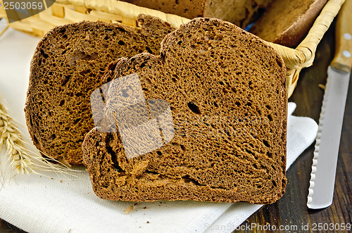 Image of Rye homemade bread on a white napkin