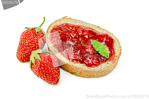 Image of Bread with strawberry jam and berries