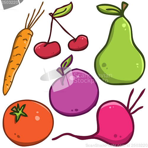 Image of Vector set. Fruits and vegetables