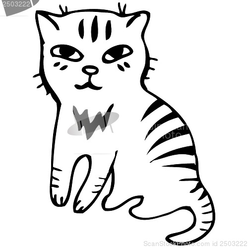 Image of Vector. Tabby cat. Black outline sketch