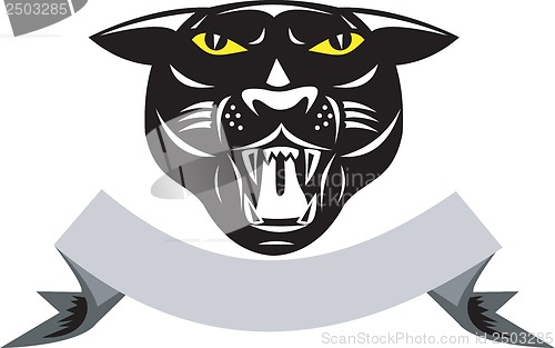 Image of Black Panther Big Cat Grow Head Isolated
