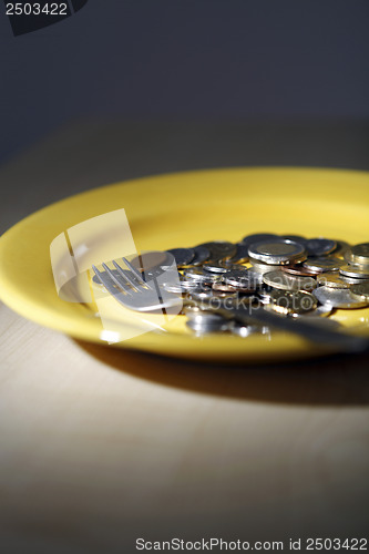 Image of Euro coins in a plate