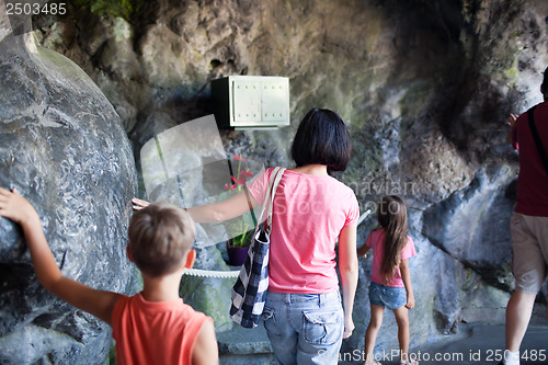 Image of Family in the Grotto in Lourdes