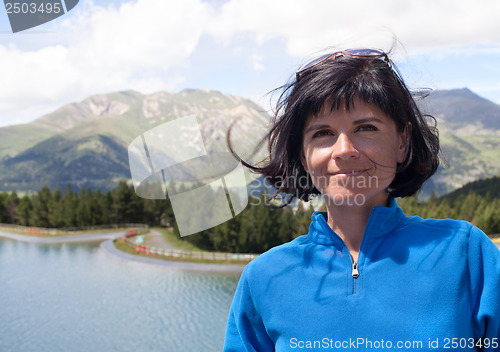 Image of Portrait in mountain landscape