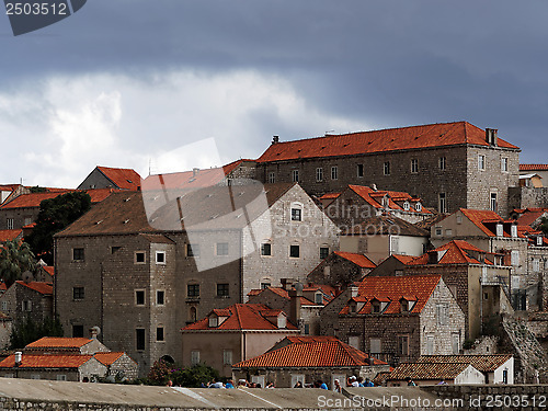 Image of Dubrovnik, august 2013, Croatia, old city seen from the fortific