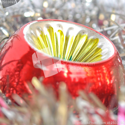 Image of Christmas bauble and tinsel