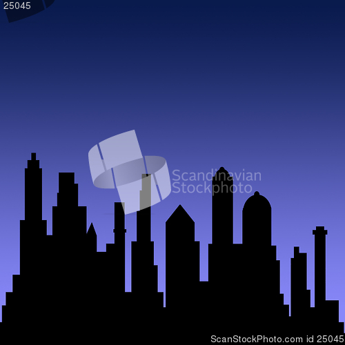 Image of Buildings against a blue background