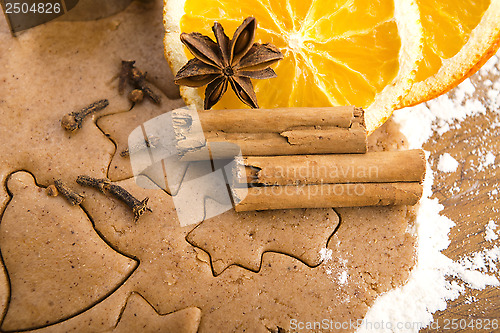 Image of Baking ingredients for Christmas gingerbread 