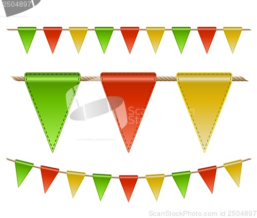 Image of Festive flags on white background