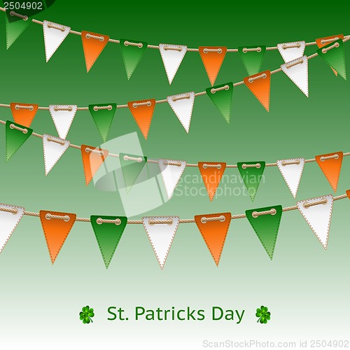 Image of Patrick day card with flag garland