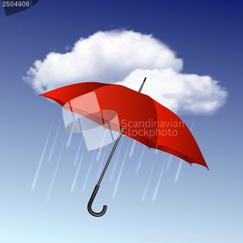 Image of Rainy weather icon with clouds and umbrella