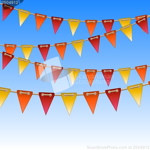 Image of celebration flags on rope