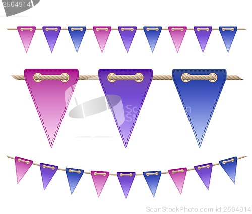 Image of Festive flags on white background