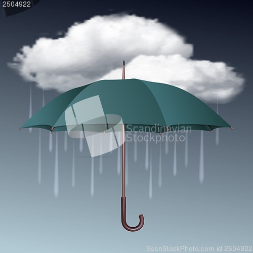 Image of Rainy weather icon with clouds and umbrella