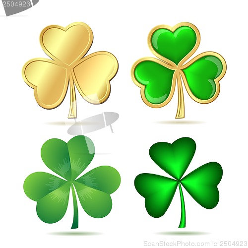 Image of Set of  clovers isolated on white.