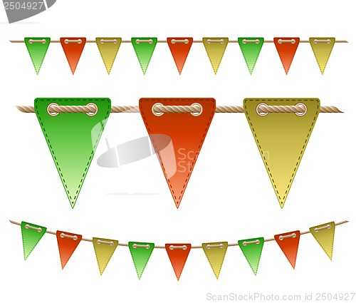 Image of Festive flags on white background
