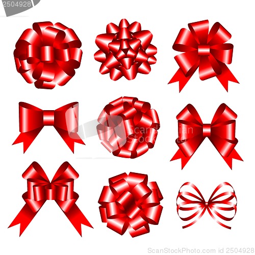 Image of Set of red gift bows.