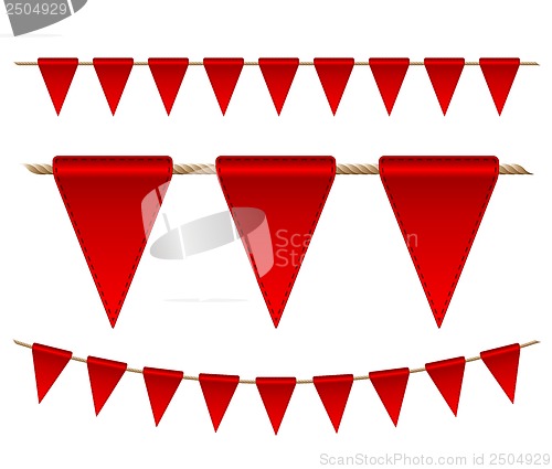 Image of Festive red flags on white background