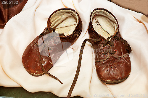 Image of pair of brown vintage childrens shoes