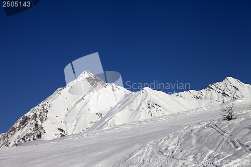 Image of Ski slope and blue clear sky in nice day