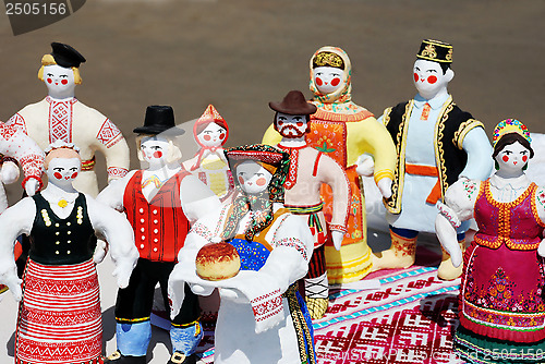 Image of lot of traditional Russian clay toys