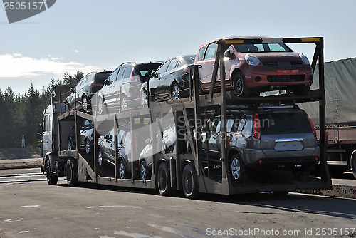 Image of transportation of new cars 