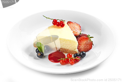 Image of cheesecake on white plate