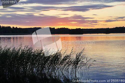 Image of view of the sunset over the lake