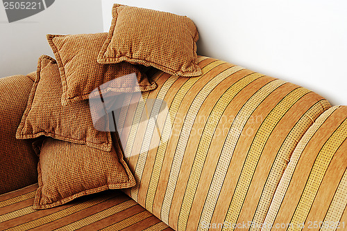 Image of striped brown sofa 