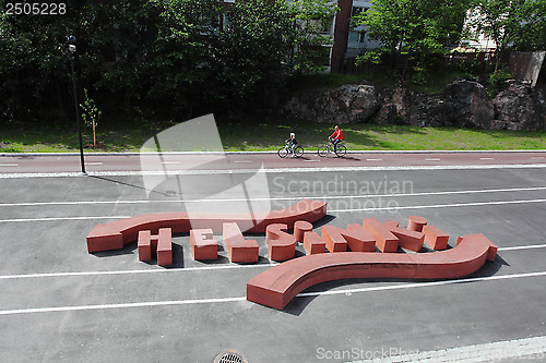 Image of HELSINKI, FINLAND ? JUNE 26: cyclists on the bike path Baana and