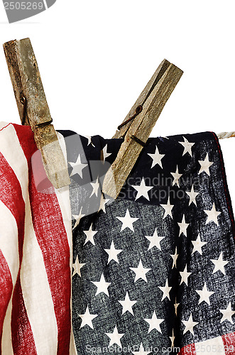 Image of american flag on a clothesline